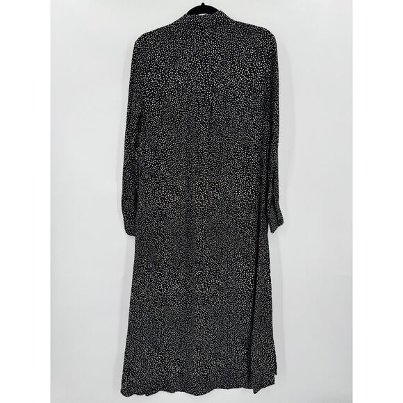 & OTHER STORIES Black Tan Speckled Button Down Long Sleeve Shirt Dress Size 8 - Picture 7 of 9